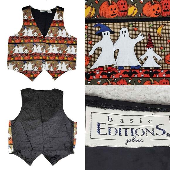 Basic Editions Jackets & Blazers - Basic Editions Vest Vintage Women’s Plus Size 16 XL Ghost Halloween Fall